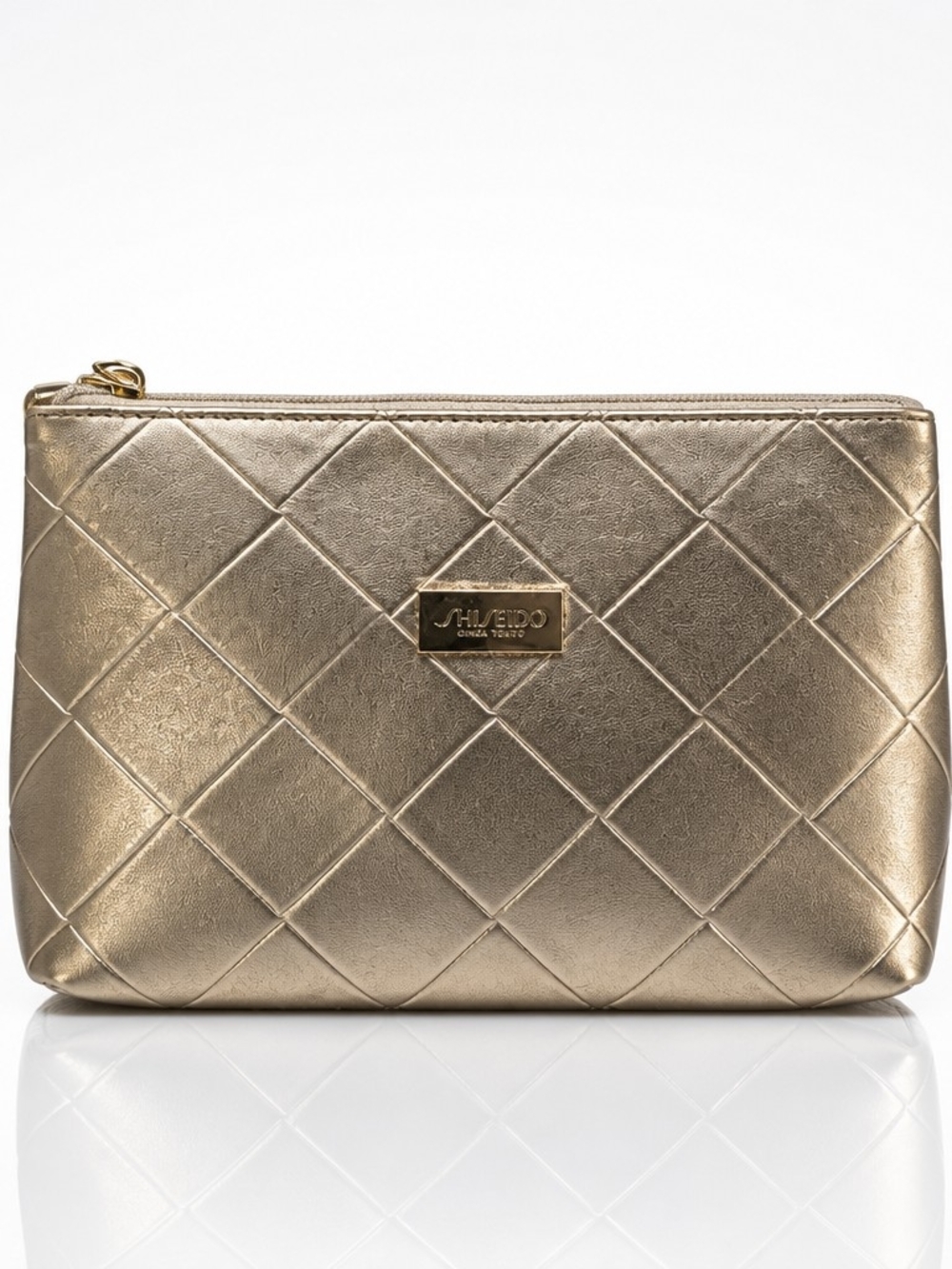 Shiseido Quilted Metallic Gold Makeup Pouch